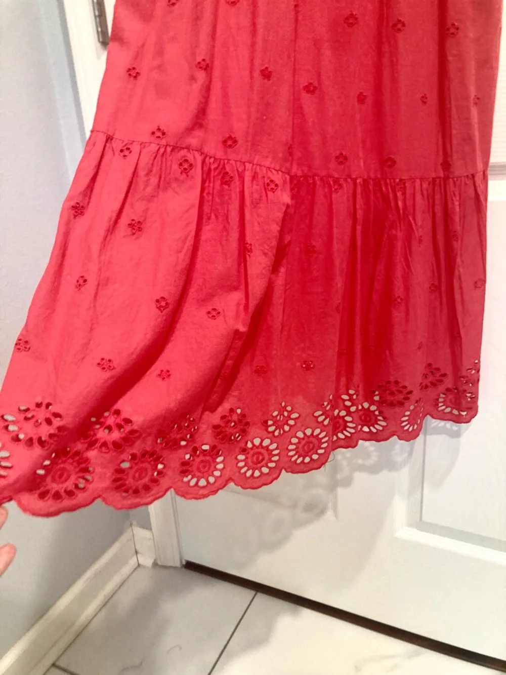 Japna Large 100% Cotton Lined Red Maxi Dress Embroidered Boho Chic - Picture 5 of 12